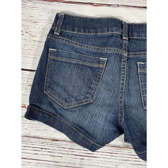 Old Navy Jean Shorts Sz 6 Blue Denim Double Button 3” Inseam Booty Shortie - Picture 8 of 8